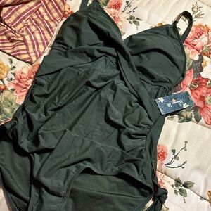 Elegant Dark Green One-Piece Swimsuit